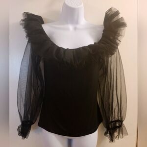 Boutique Shein ruffle top sz L black